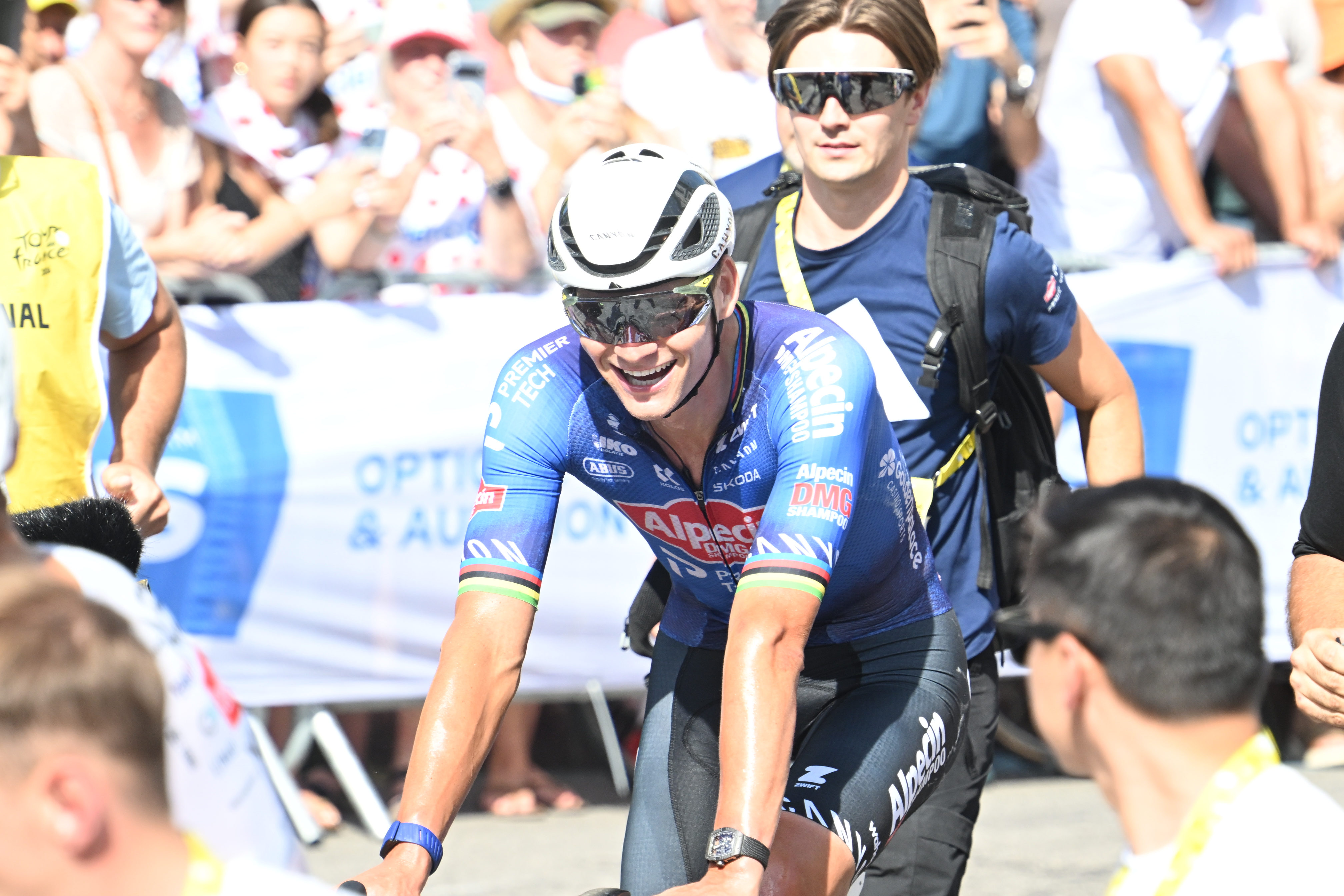Mathieu van der Poel happy after his win in Tour de France 2026